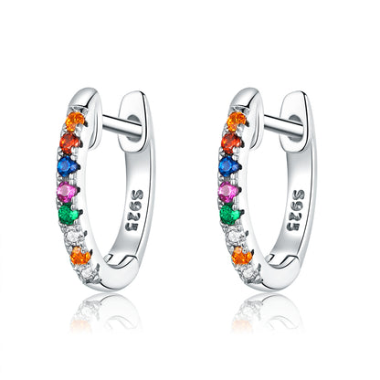 Real gold earrings with zircon single row diamond earrings