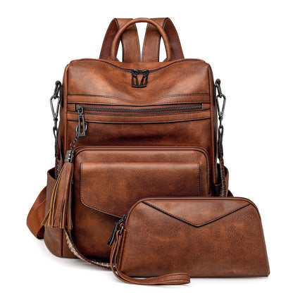 Retro Versatile Women's Backpack With Two-tone Fringe