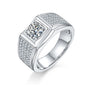 Men's 1-carat Luxury And Fashionable Light Luxury Jewelry Silver Ring Set With Top-quality Moissanite, S925 Silver-plated Platinum