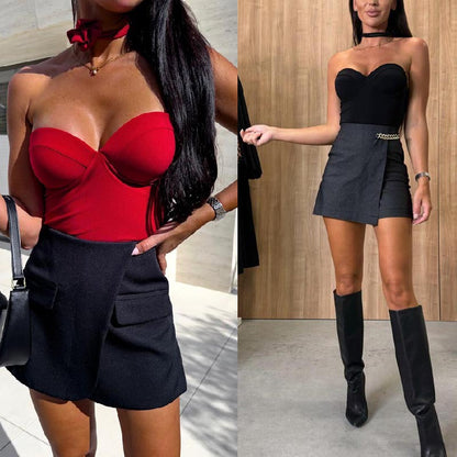 Sexy Fashion Chest-wrapped Solid Color Bodybuilding Jumpsuits Briefs