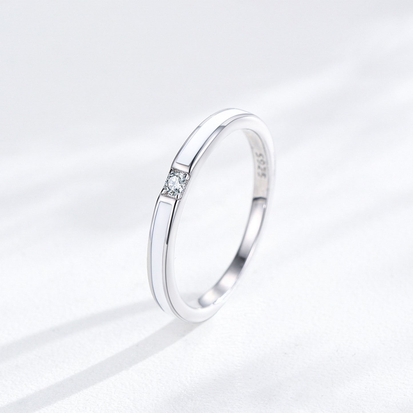 Korean Style S925 Sterling Silver Ultra-fine Single Diamond Zircon Ring