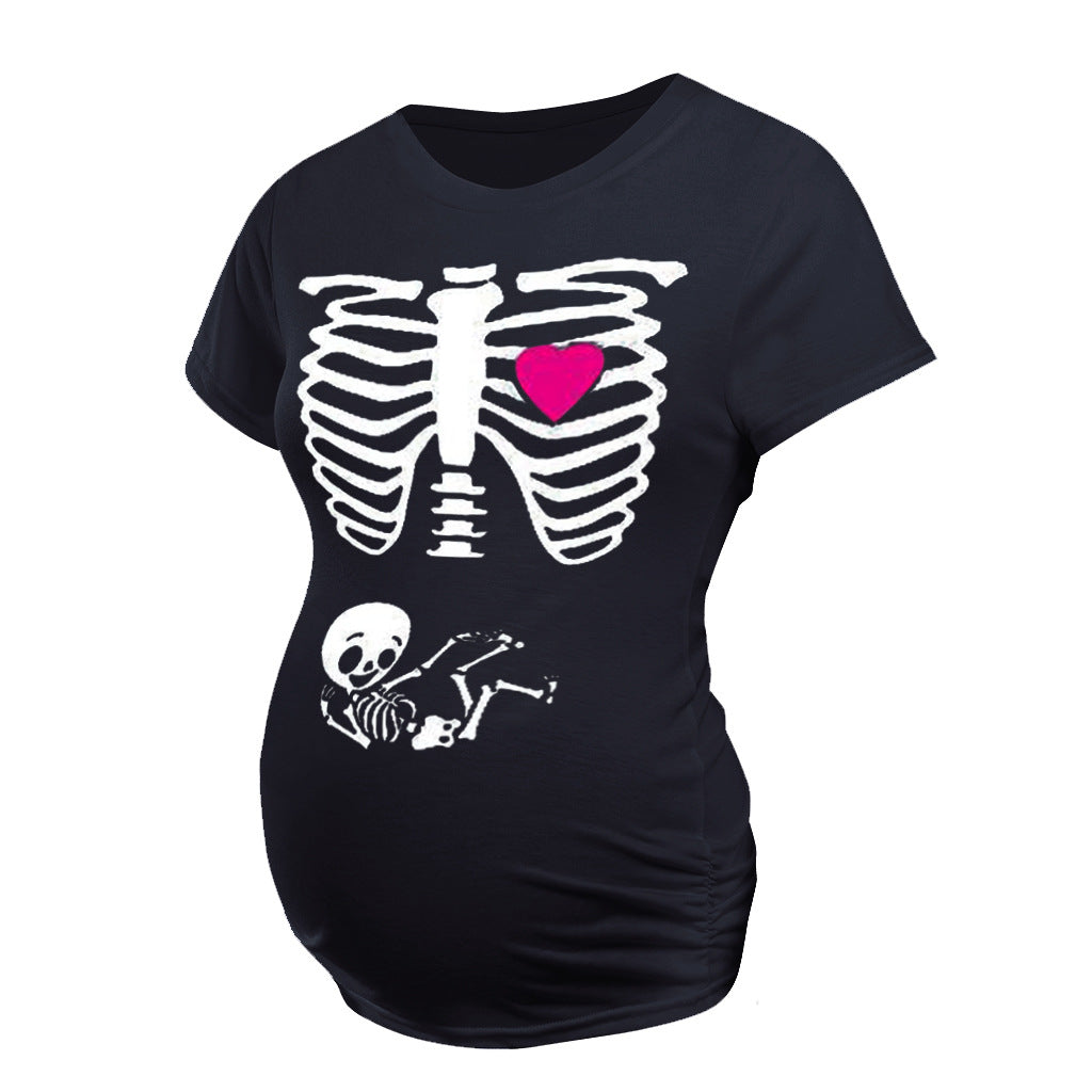 Spoof round neck maternity dress