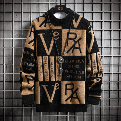 Fashion Color Contrast Stripe Warm Knitwear For Men