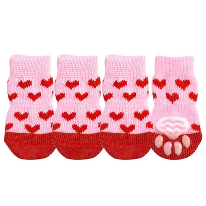 Pet Knit Skid Warm Love Cotton Socks