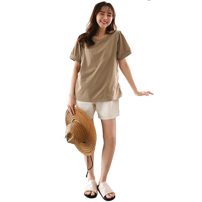 Plus Size Nursing Top Summer Casual Short Sleeve Pregnant Women