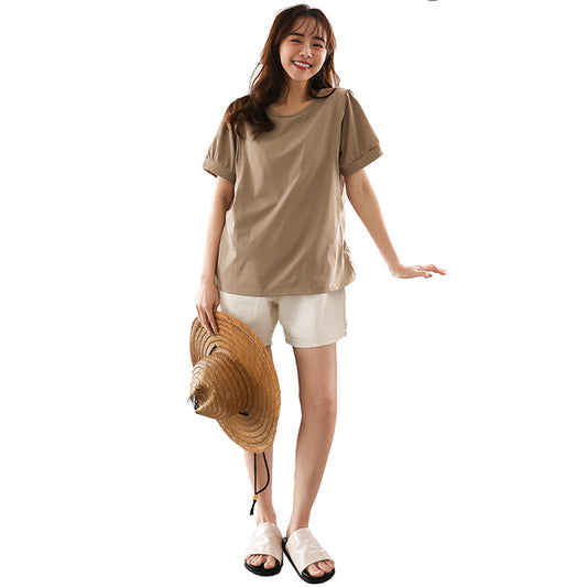 Plus Size Nursing Top Summer Casual Short Sleeve Pregnant Women