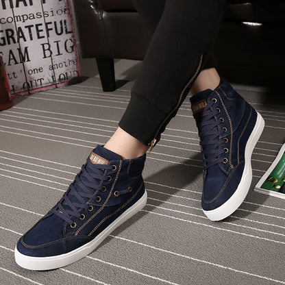 summer breathable denim high-top shoes men Korean version of tide shoes casual sports men's classic canvas shoes