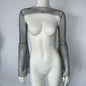 Top Stretch Rhinestone Fishnet Blouse Sling