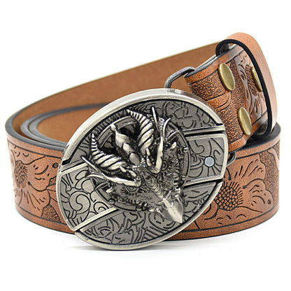 Personality Student Trendy Printing Engraving Smooth Buckle Knife Embossing Belt