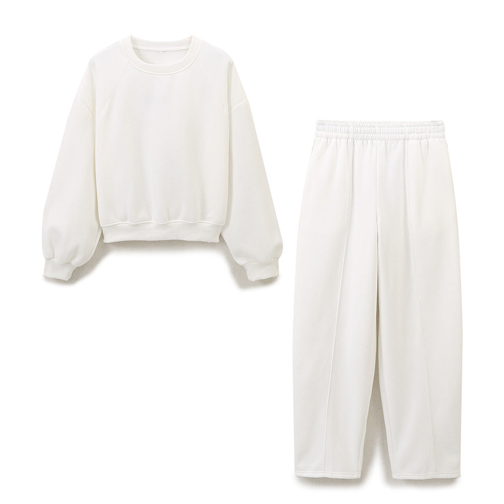 Flannel Sweater Elastic Waist Casual Straight Pants