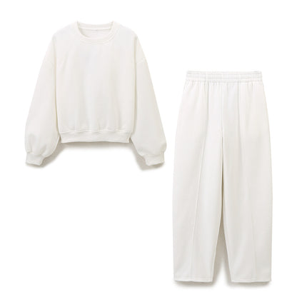 Flannel Sweater Elastic Waist Casual Straight Pants