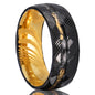 8mm Electroplated Two-color Damascus Steel Ring For Men