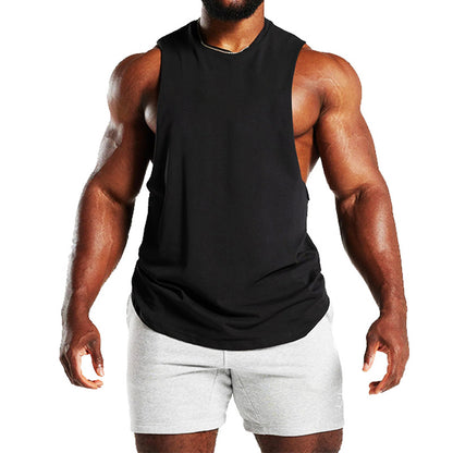 New Fitness Wide Shoulder Vest Men's Solid Color Sports Casual