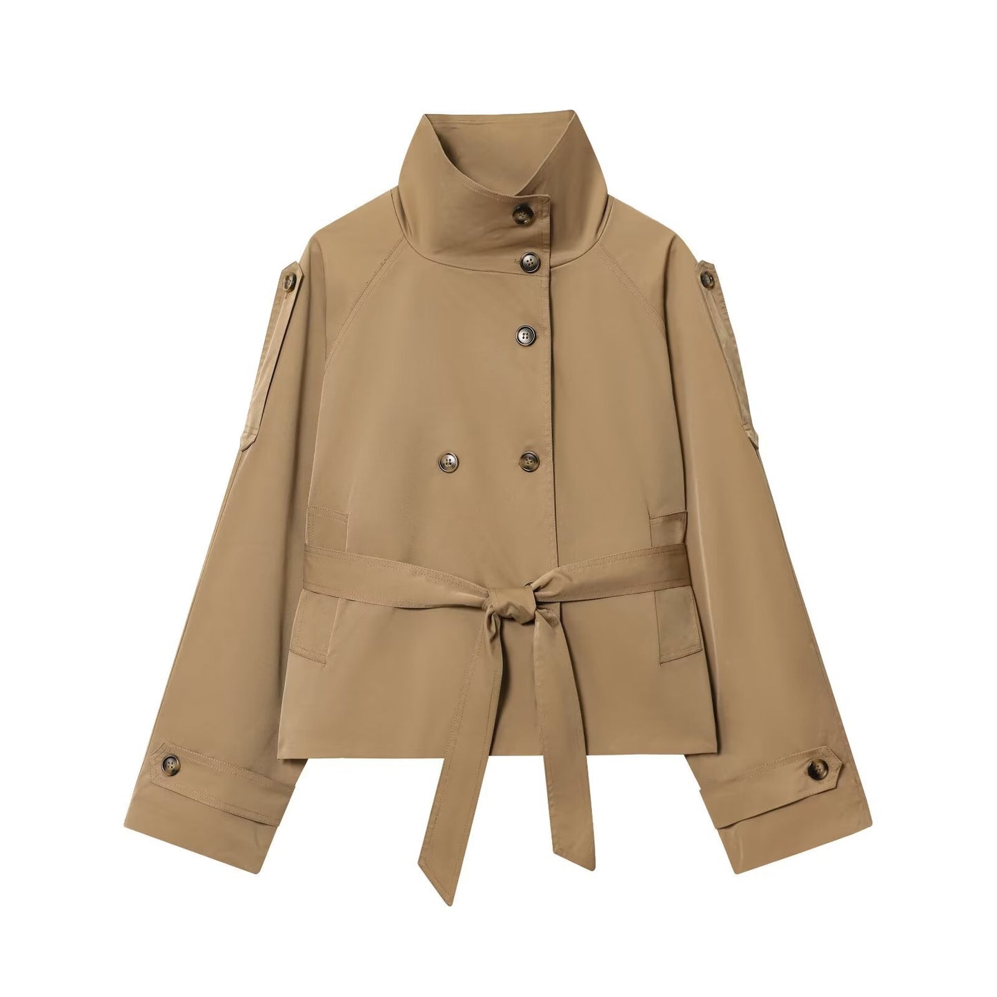 Women Double-breasted Niche Lace-up Trench Coat