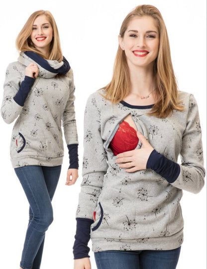 New Nursing Wear Printed Round Neck Maternity Wear