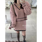 Autumn Winter Retro Contrast Color Hemp Pattern Sweater Skirt Two-piece Set For Women