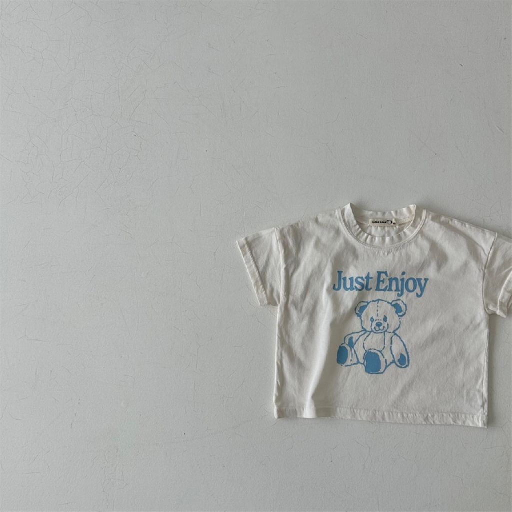 Three-color Infant Toddler Cartoon Bear Top Short-sleeved Casual T-shirt