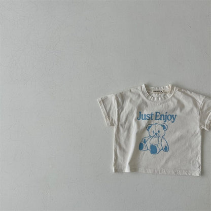 Three-color Infant Toddler Cartoon Bear Top Short-sleeved Casual T-shirt