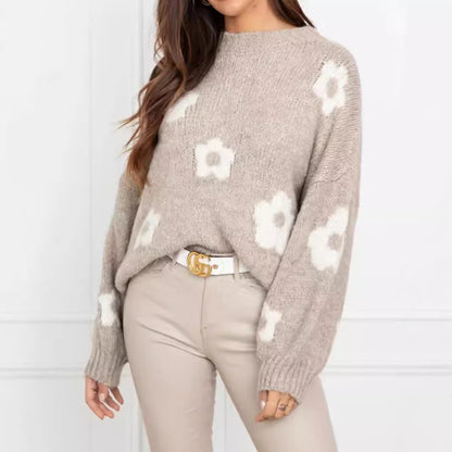 Autumn And Winter Women's Sweaters, Women's Floral Personalized Plus-size Trendy Sweaters