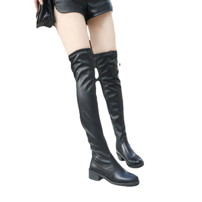 Women's Over The Knee Stretch Low Heel Chunky Heel Boots