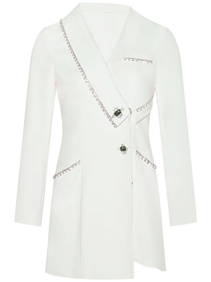 Women's Fashion Ming Heavy Duty Diamond Encrusted Blazer Dress Jacket