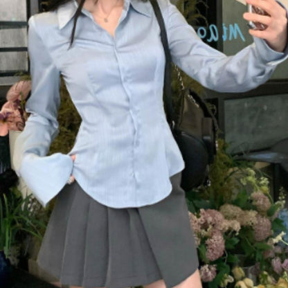 Satin Silky Slim Fit Cinched Blouse Women