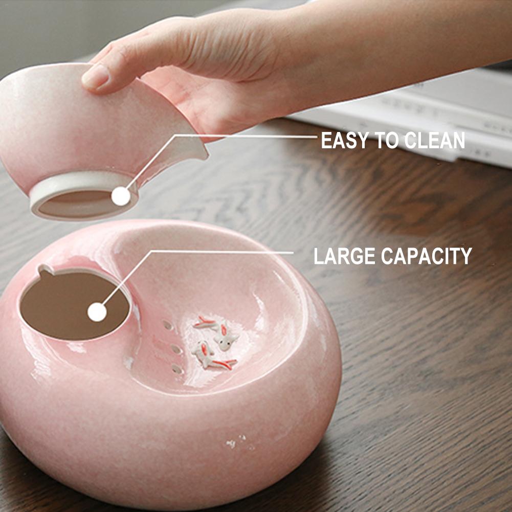 Pet Ceramic Automatic Cat Leaf Water Dispenser
