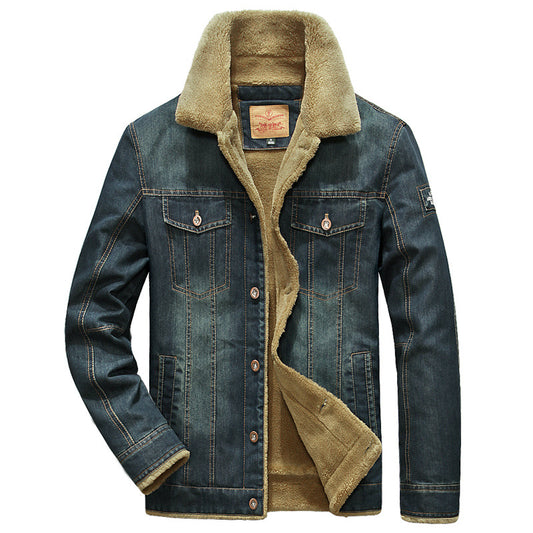 Denim Jacket Men's Denim Jacket Style Plus Size Plus Velvet Coat Cotton Coat