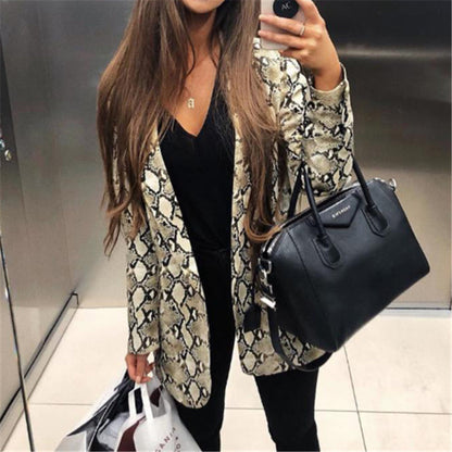 Snake-print thin suit jacket