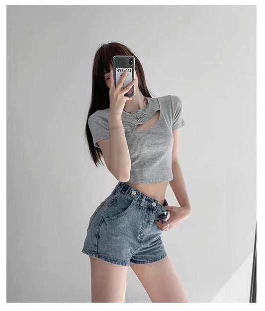Retro Ins Street Love A-line Denim Shorts For Women