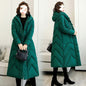 Plus Size Overknee Long Warm Hooded Cotton Jacket