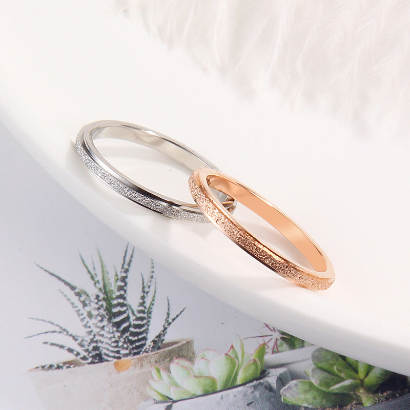 Women's Korean-style Ultra-fine Frosted Ring Rose Gold