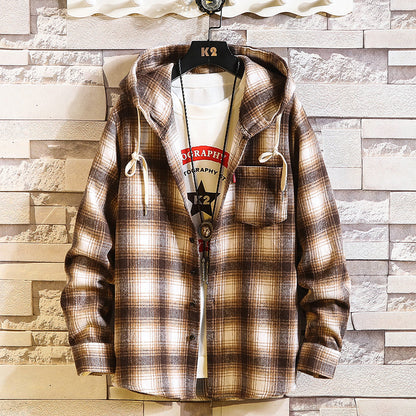 Plaid Hoodie Sweatshirt Men