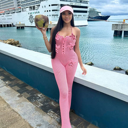 Knitted Hollow Backless Bodysuit Women