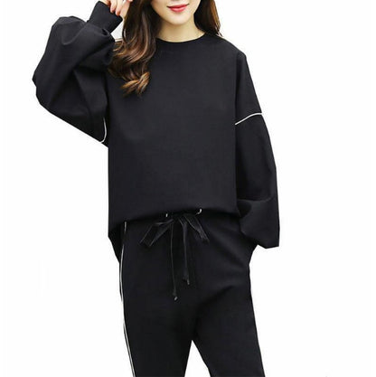 Loose hooded sweater elastic waist pants casual ins super fire sports suit women