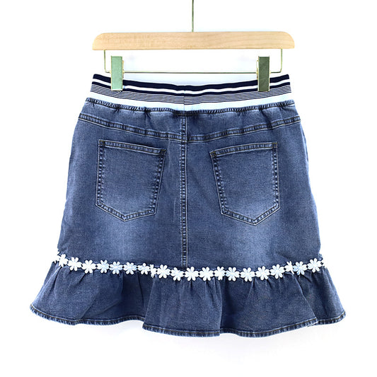 Denim Skirt Fashion Elastic Embroidery Women