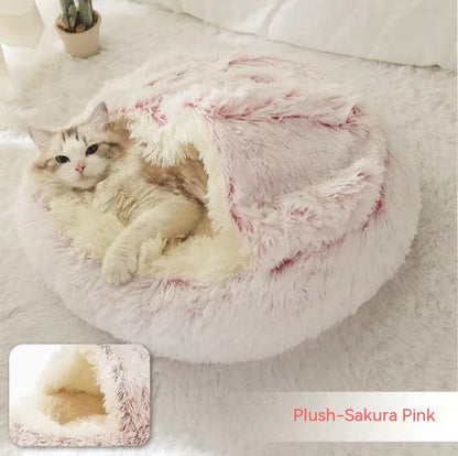 .Pet Bedding 2 In 1 Dog And Cat Bed Pet Winter Bed Round Plush Warm Bed House Soft Long Plush Pets Bed Pet Products