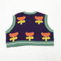 Autumn Winter Women Floral Vest V Neck Loose Knitted Pullovers Short Sweater