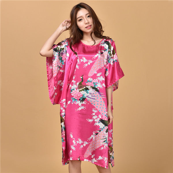 Printed peacock plus size nightdress