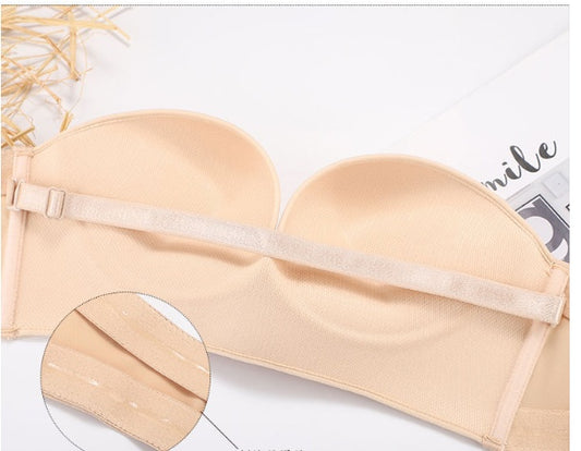 Anti-Glare One-Piece Bra Gathered Up Strapless Bra
