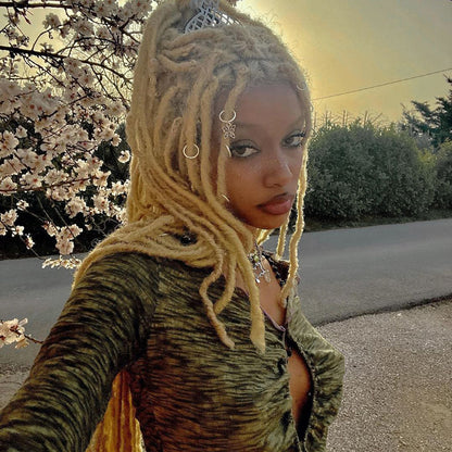 Bold Shade Fairy Grunge Indie T-shirt Flare Sleeve V-Neck Ruched