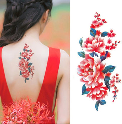 Flower tattoo sticker color sketch tattoo sticker flower peony rose plum tattoo sticker