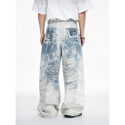 American Retro 3D Printed Patterned Machete Jeans For Men