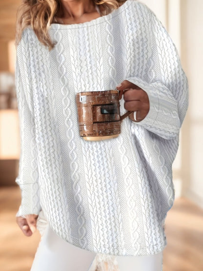 Plus Size Solid Color Textured Sweatshirt