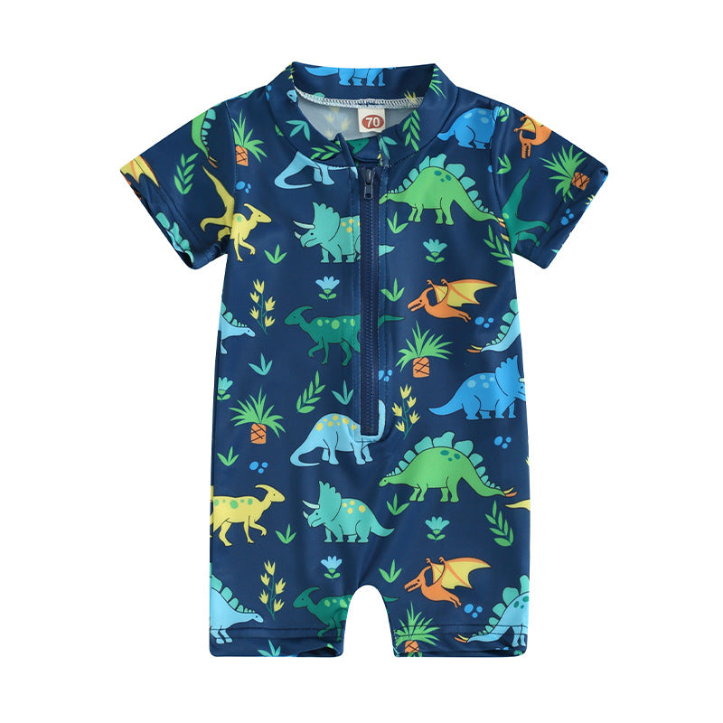 Short Sleeve One-piece Boy Swimsuit
