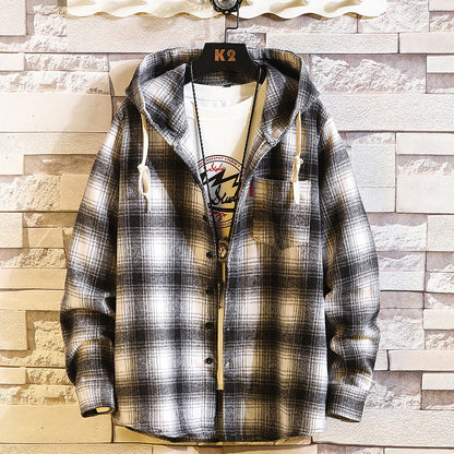 Plaid Hoodie Sweatshirt Men