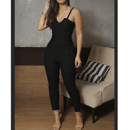 Jumpsuit Black Elegant Sleeveless Party Night Sexy Spring Long Pants