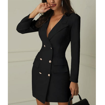 Double breasted coat dress women