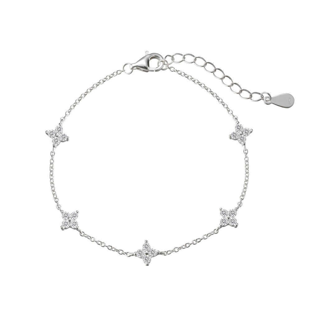 S925 Sterling Silver Necklace Bracelet Female Starry Design Zircon