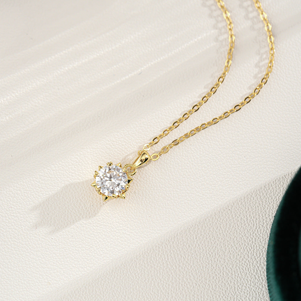925 Sterling Silver Pendant Moissanite Necklace For Women